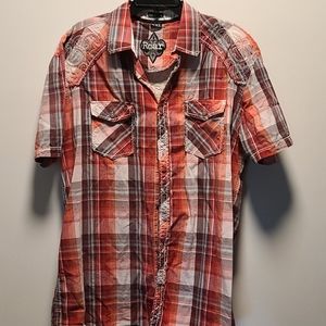 Roar red short sleeve button down